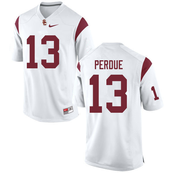 Men #13 Brandon Perdue USC Trojans College Football Jerseys Sale-White